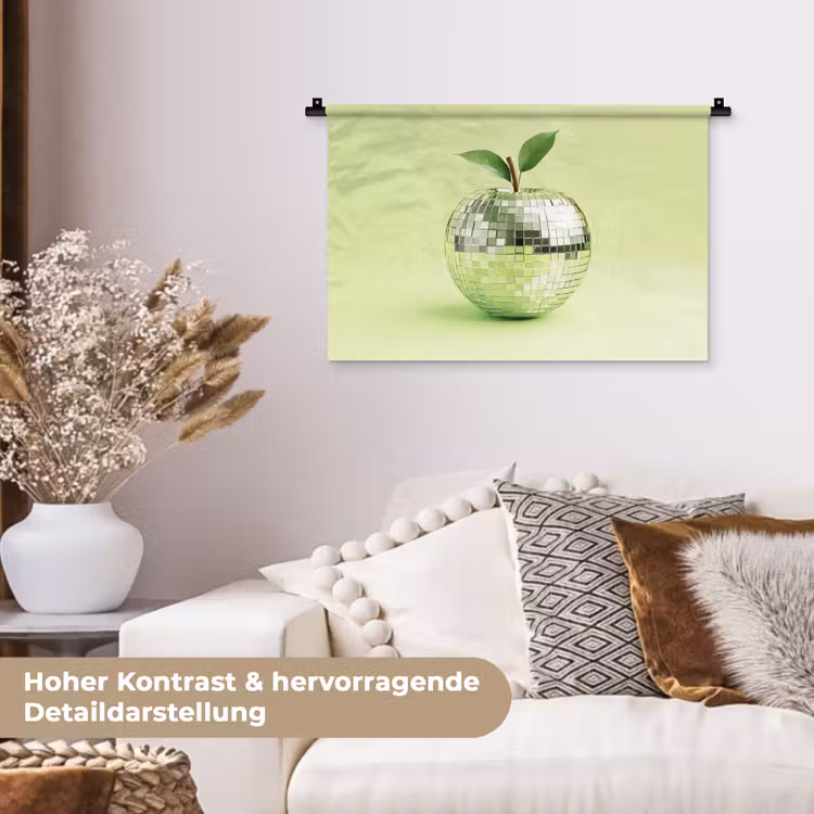 Groen - Disco - Decoratie - Appel Wandkleed katoen klein -tsfeer1_DE