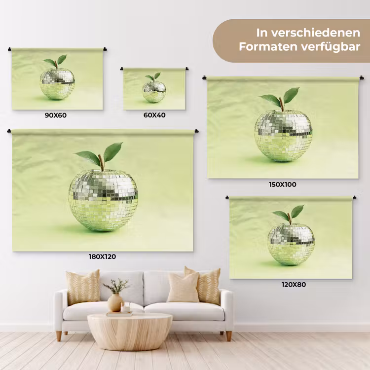Groen - Disco - Decoratie - Appel Wandkleed katoen klein -tsfeer8_DE