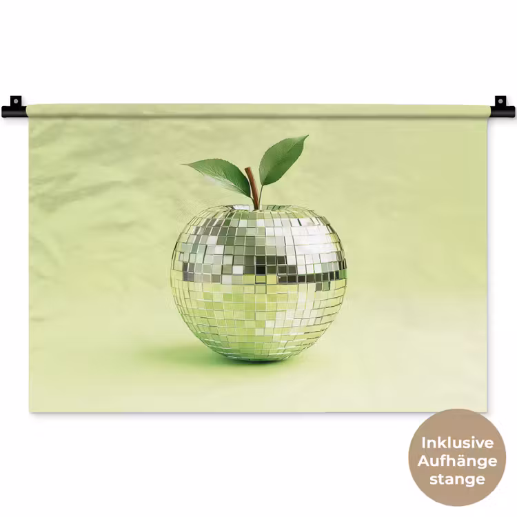 Groen - Disco - Decoratie - Appel Wandkleed katoen klein -t3d_DE