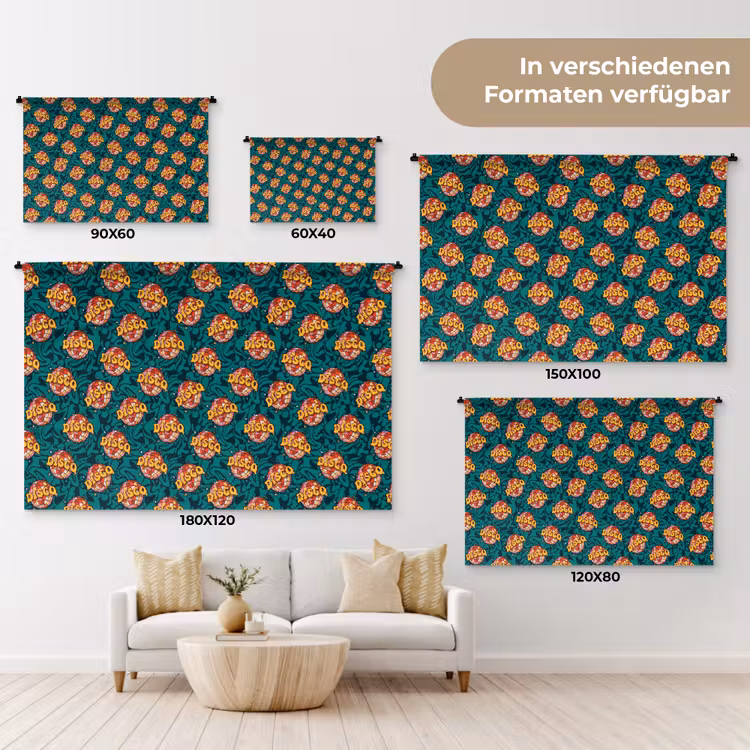 Groen - Disco - Patroon Wandkleed katoen klein 269 -tsfeer8_DE