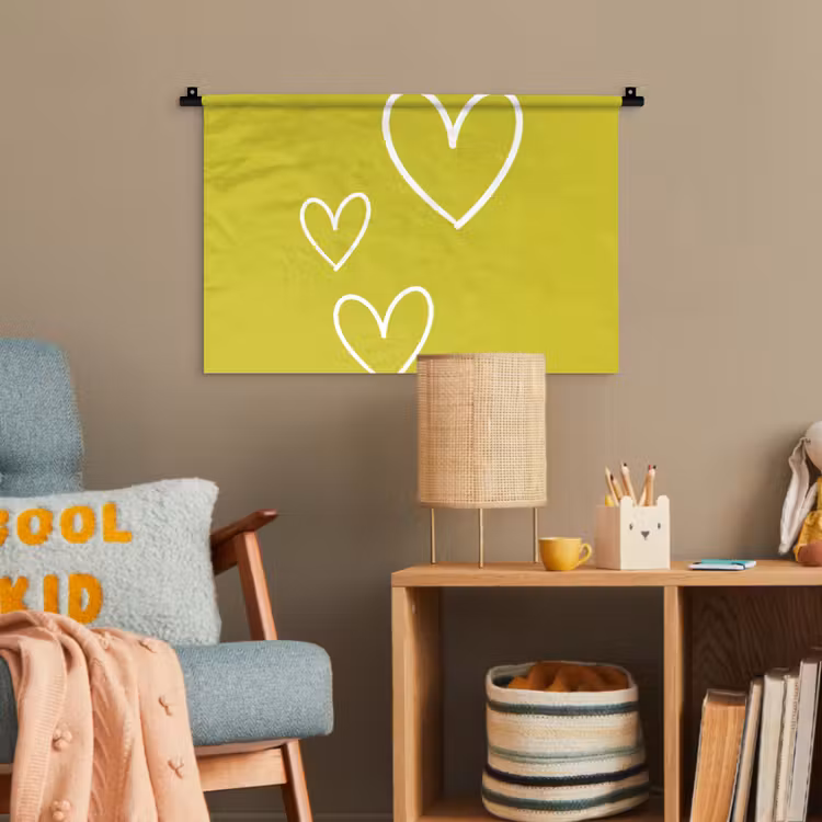 Groen - Hartjes - Wit Wandkleed katoen klein -wsfeer4_kind