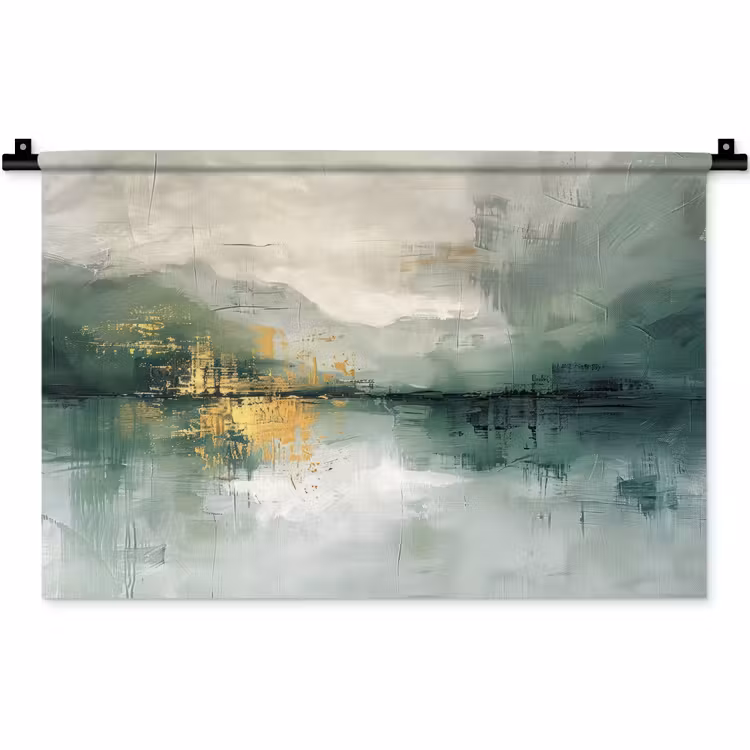 Groen - Modern - Abstract - Goud Wandkleed katoen klein -zz3d