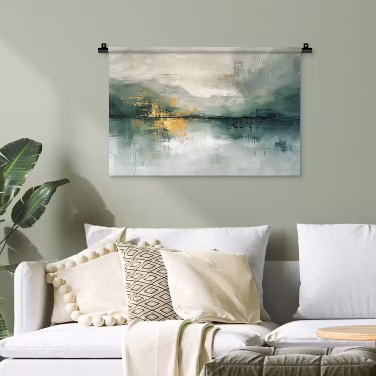 Groen - Modern - Abstract - Goud Wandkleed katoen klein -sfeer7