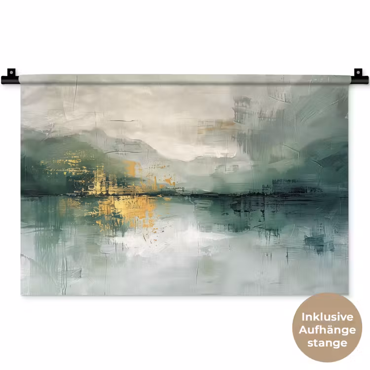 Groen - Modern - Abstract - Goud Wandkleed katoen klein -t3d_DE