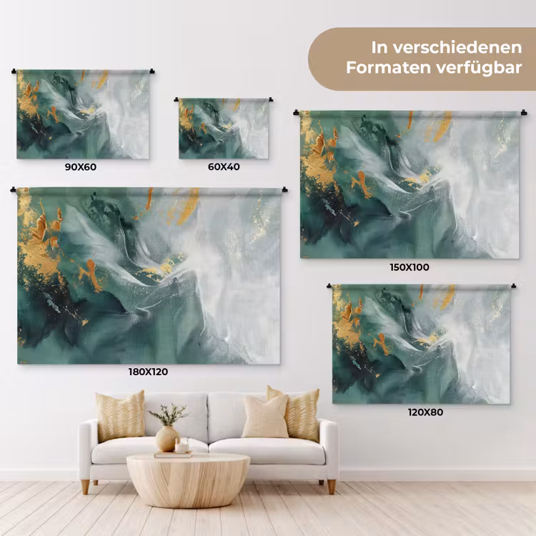Groen - Modern - Marmer - Abstract Wandkleed katoen klein -tsfeer8_DE