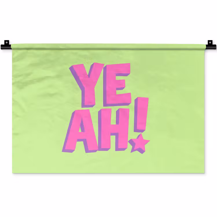 Groen - Neon - Quote Wandkleed katoen klein -zz3d