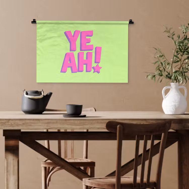 Groen - Neon - Quote Wandkleed katoen klein -sfeer6