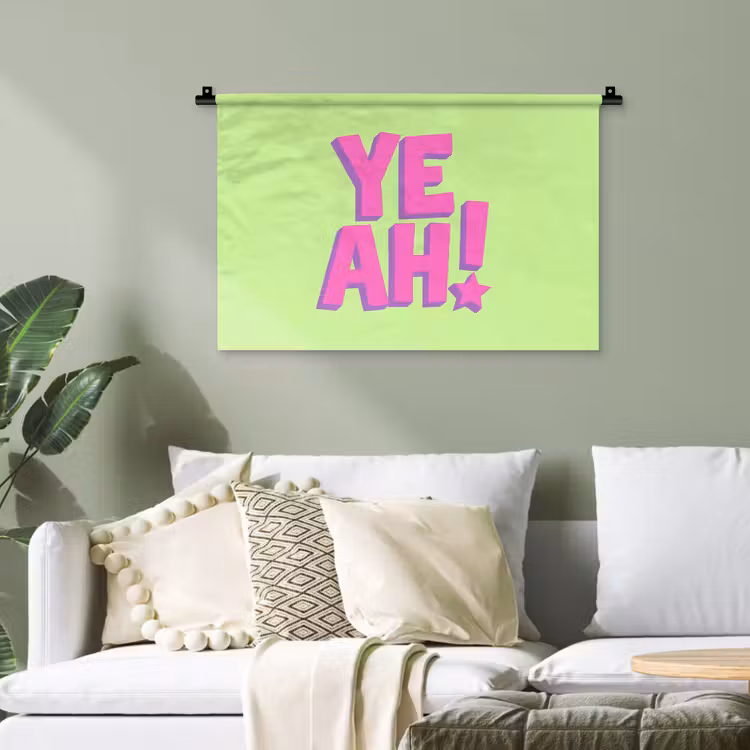 Groen - Neon - Quote Wandkleed katoen klein -sfeer7