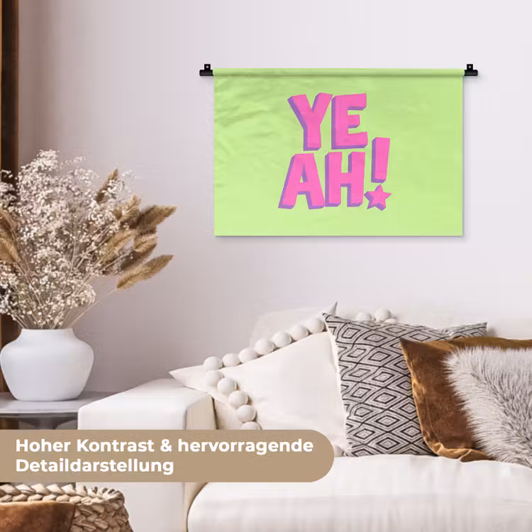 Groen - Neon - Quote Wandkleed katoen klein -tsfeer1_DE
