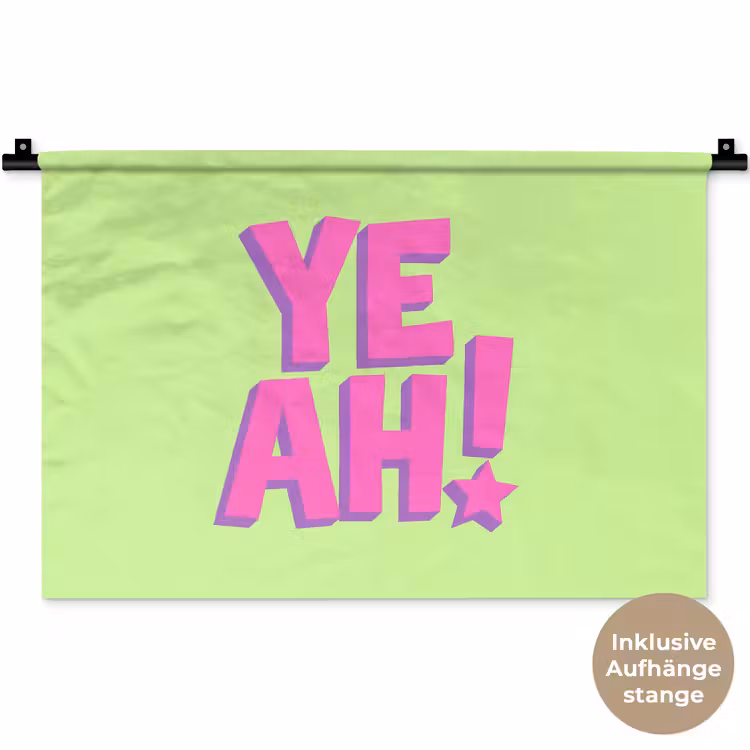 Groen - Neon - Quote Wandkleed katoen klein -t3d_DE
