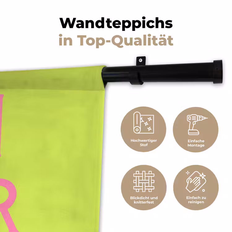 Groen - Roze bonjour - art-deco Wandkleed katoen klein -tsfeer2_DE