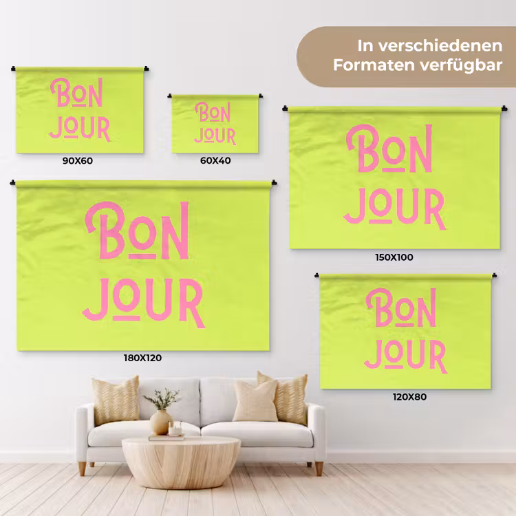 Groen - Roze bonjour - art-deco Wandkleed katoen klein -tsfeer8_DE