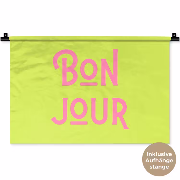 Groen - Roze bonjour - art-deco Wandkleed katoen klein -t3d_DE