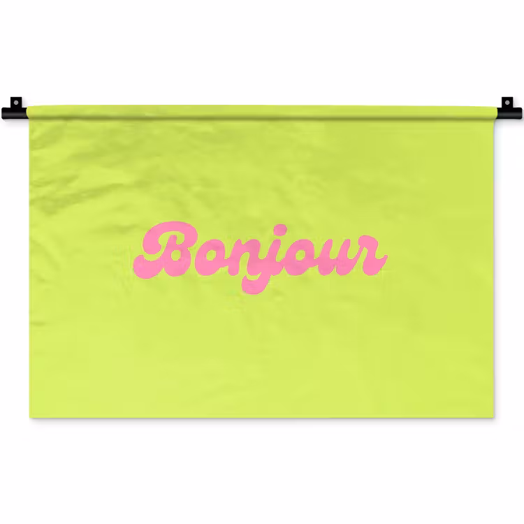 Groen - Roze bonjour - Retro Wandkleed katoen klein -zz3d