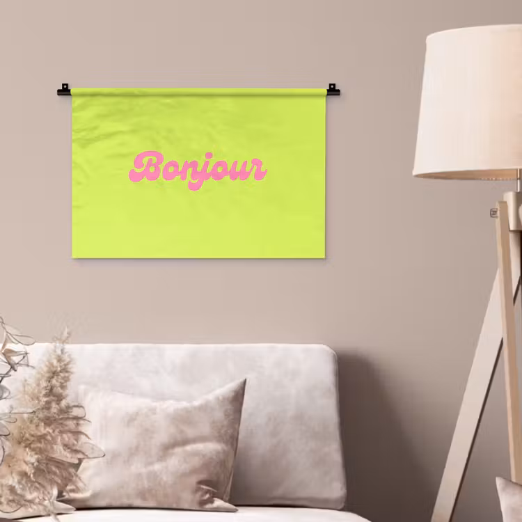 Groen - Roze bonjour - Retro Wandkleed katoen klein -sfeer4