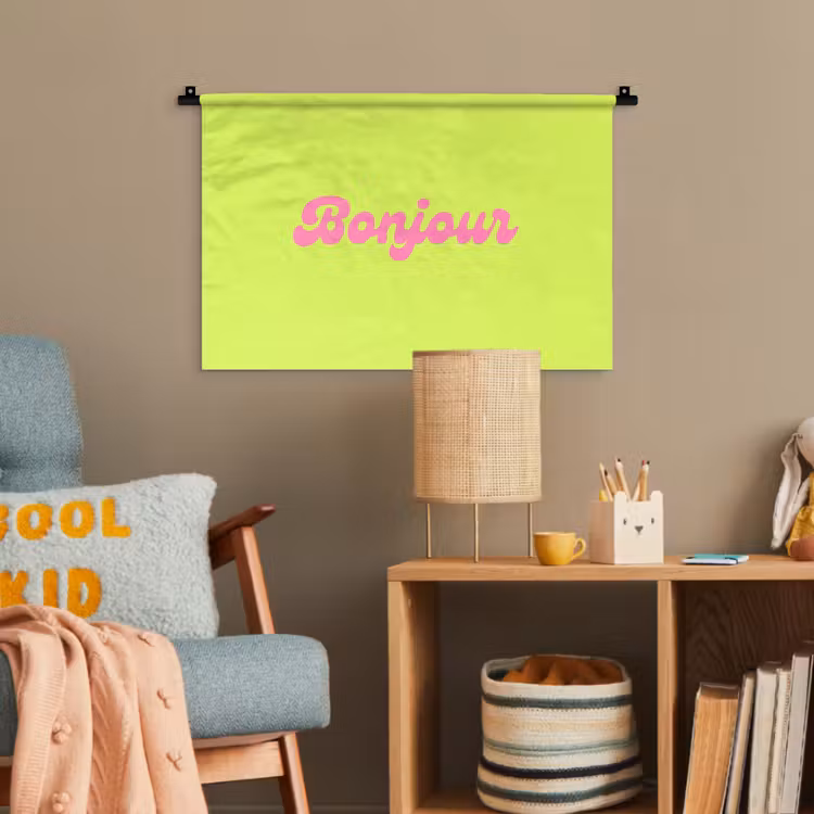 Groen - Roze bonjour - Retro Wandkleed katoen klein -wsfeer4_kind
