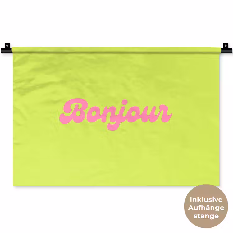 Groen - Roze bonjour - Retro Wandkleed katoen klein -t3d_DE