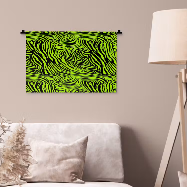 Groen - Zwart - Zebra Wandkleed katoen klein 269 -sfeer4