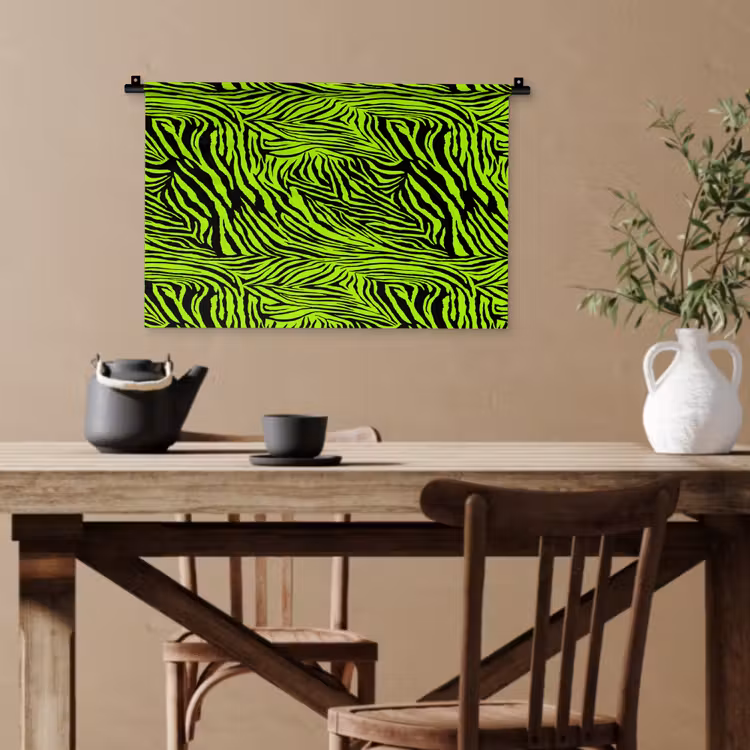 Groen - Zwart - Zebra Wandkleed katoen klein 269 -sfeer6