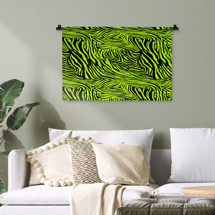 Groen - Zwart - Zebra Wandkleed katoen klein 269 -sfeer7