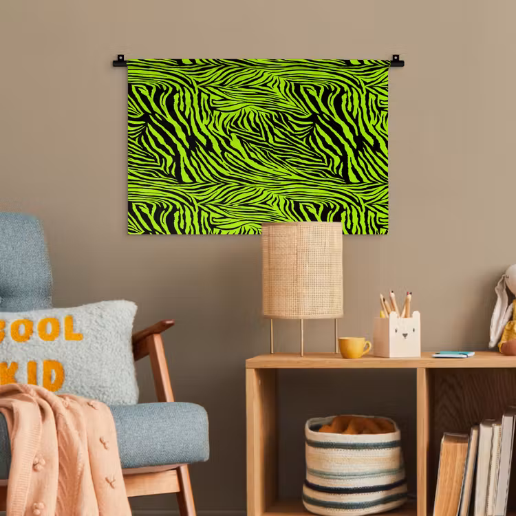 Groen - Zwart - Zebra Wandkleed katoen klein 269 -wsfeer4_kind