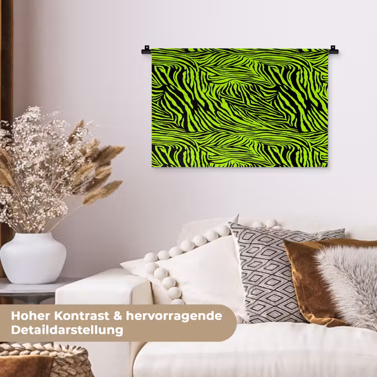 Groen - Zwart - Zebra Wandkleed katoen klein 269 -tsfeer1_DE