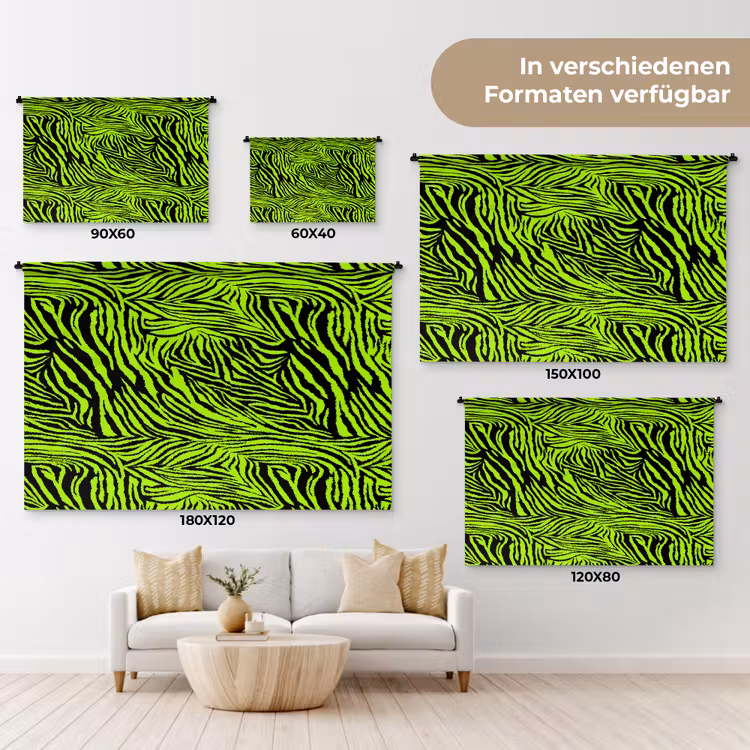 Groen - Zwart - Zebra Wandkleed katoen klein 269 -tsfeer8_DE