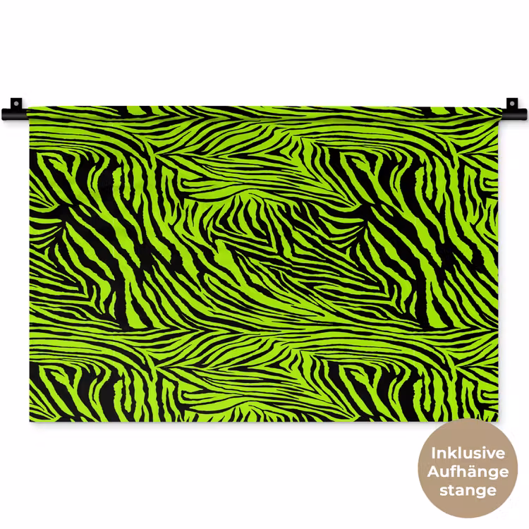 Groen - Zwart - Zebra Wandkleed katoen klein 269 -t3d_DE