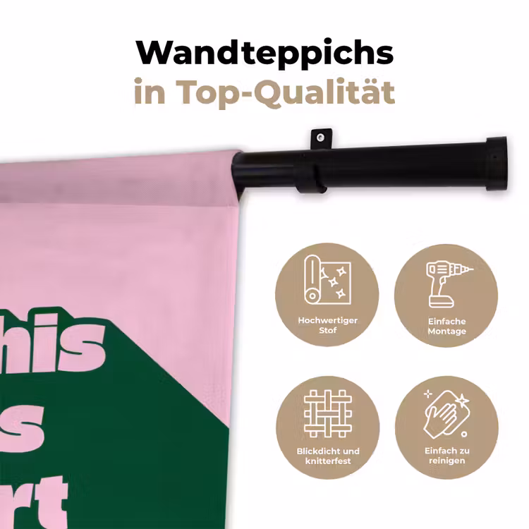 Groen - Teskt - This is art - Roze Wandkleed katoen klein -tsfeer2_DE