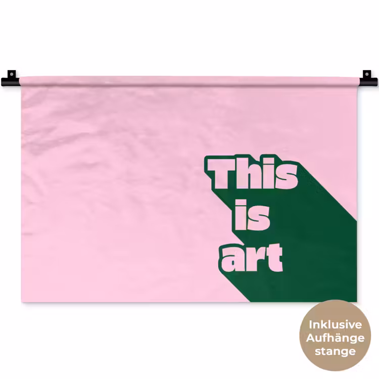 Groen - Teskt - This is art - Roze Wandkleed katoen klein -t3d_DE