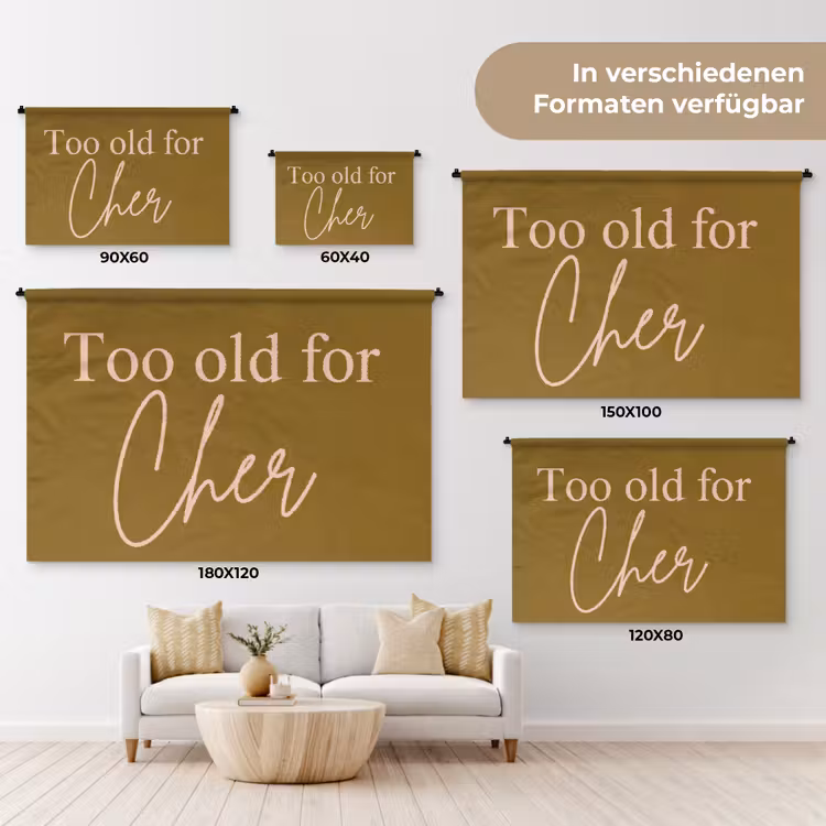 Groen - Too old for cher - Roze Wandkleed katoen klein -tsfeer8_DE