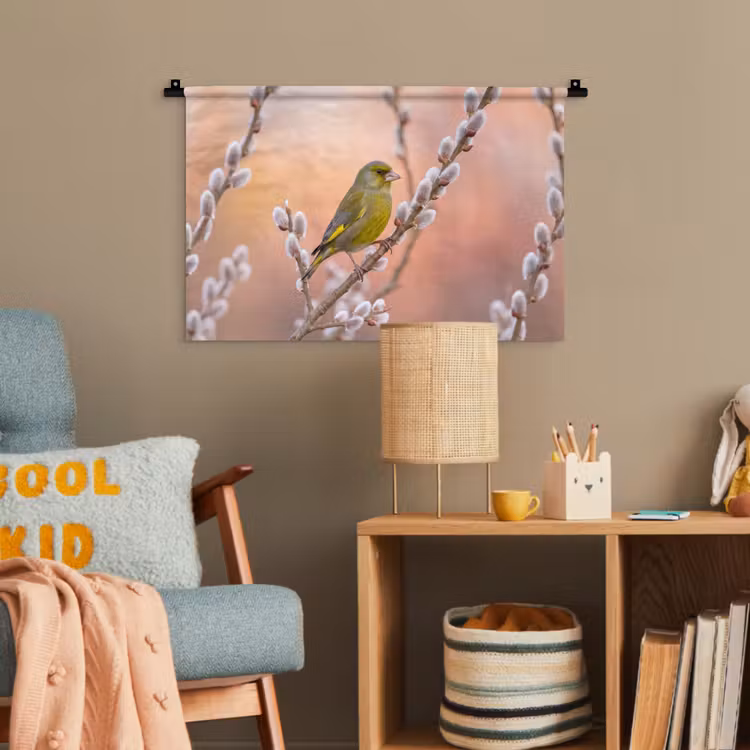 Groenling - Katjes - Lente - Natuur - Zacht Wandkleed katoen klein -wsfeer4_kind