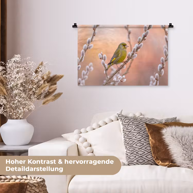 Groenling - Katjes - Lente - Natuur - Zacht Wandkleed katoen klein -tsfeer1_DE