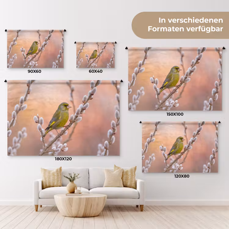 Groenling - Katjes - Lente - Natuur - Zacht Wandkleed katoen klein -tsfeer8_DE