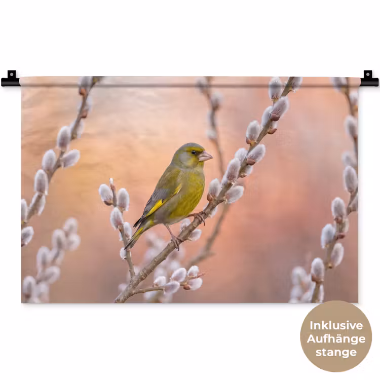 Groenling - Katjes - Lente - Natuur - Zacht Wandkleed katoen klein -t3d_DE