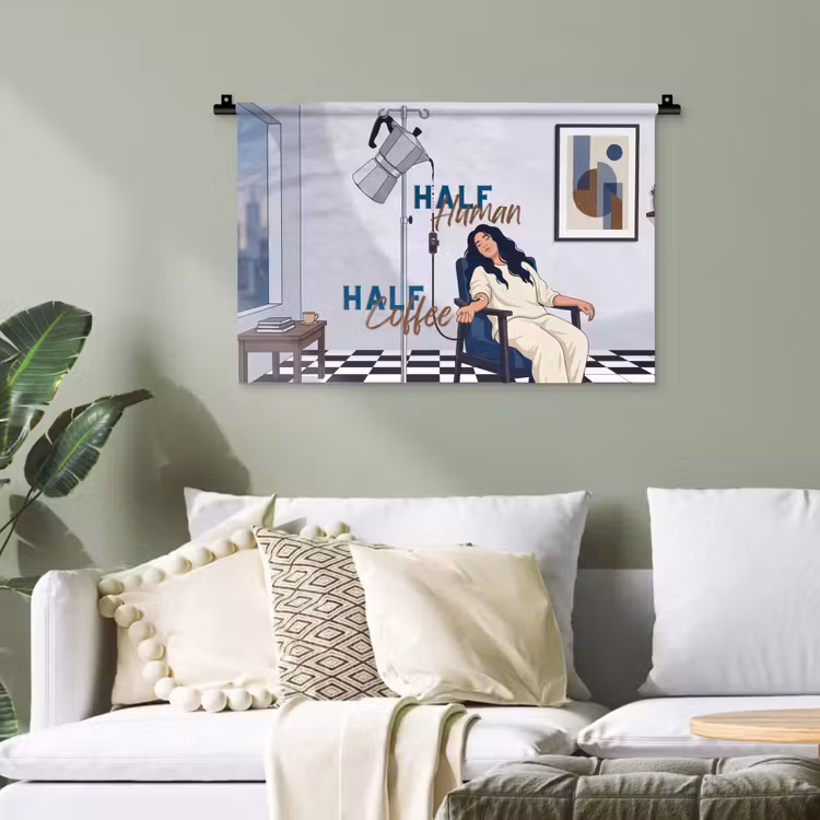 Half human, Half Coffee - Infuus - Koffie Wandkleed katoen klein -sfeer7