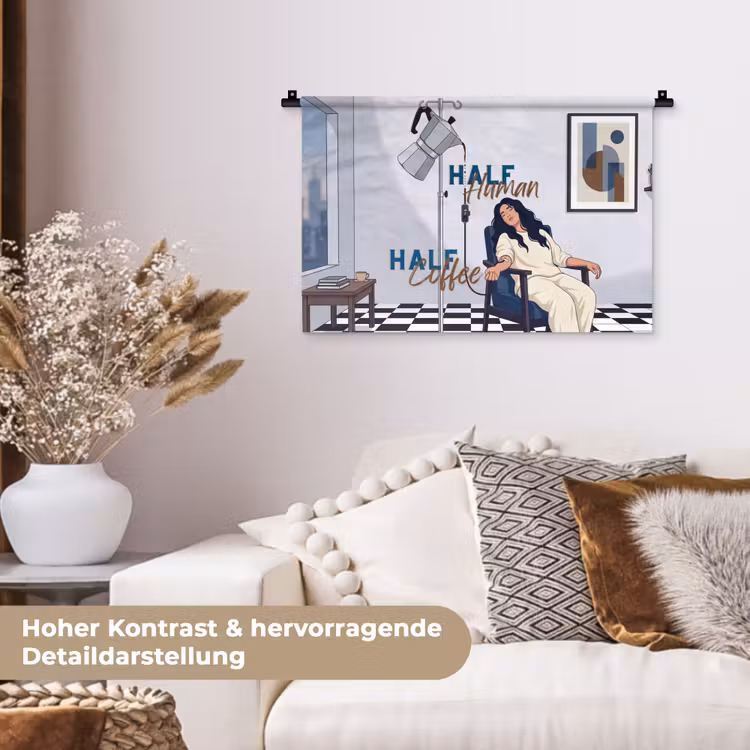 Half human, Half Coffee - Infuus - Koffie Wandkleed katoen klein -tsfeer1_DE
