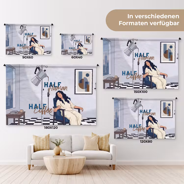 Half human, Half Coffee - Infuus - Koffie Wandkleed katoen klein -tsfeer8_DE
