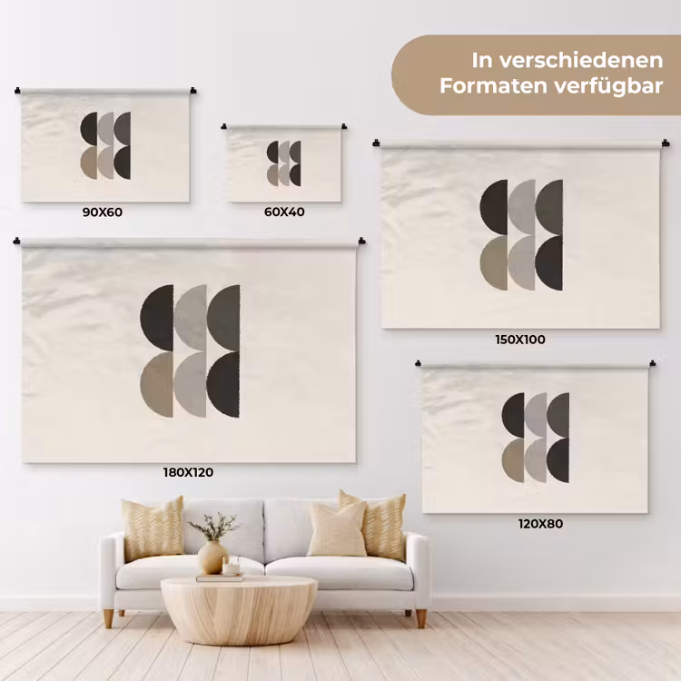 Halve cirkels - Aardetinten - Grafisch Wandkleed katoen klein -tsfeer8_DE