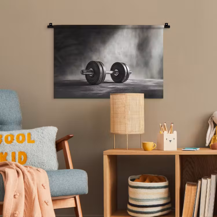 Halter - Gewichten - Zwart Wandkleed katoen klein -wsfeer4_kind