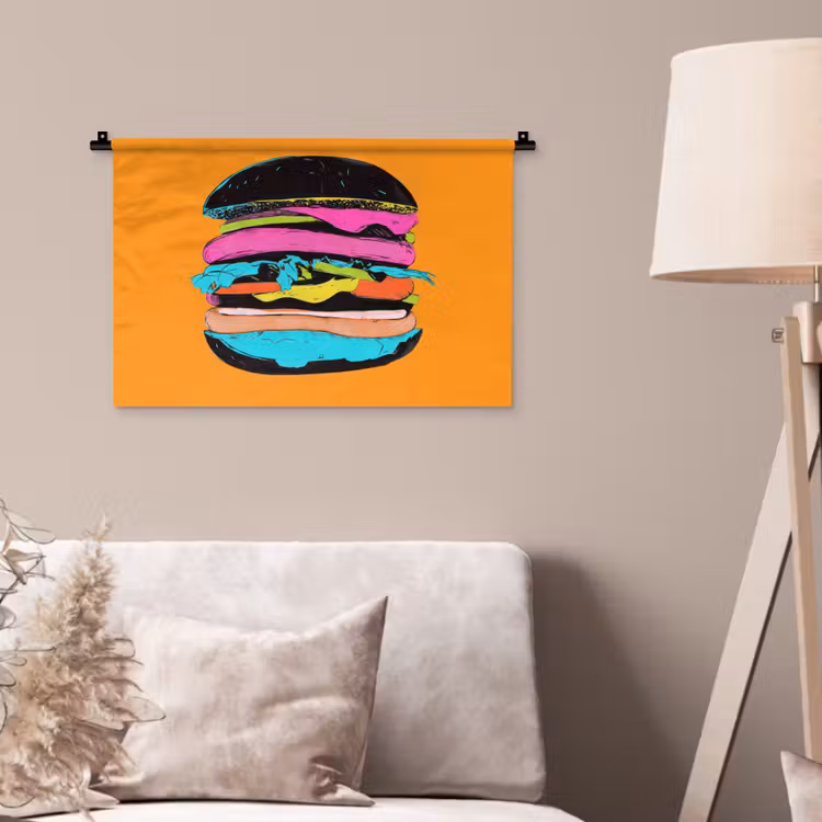 Hamburger - Kleurrijk - Speels Wandkleed katoen klein -sfeer4