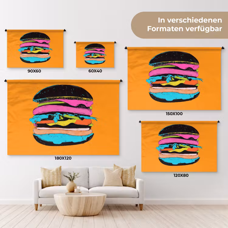 Hamburger - Kleurrijk - Speels Wandkleed katoen klein -tsfeer8_DE