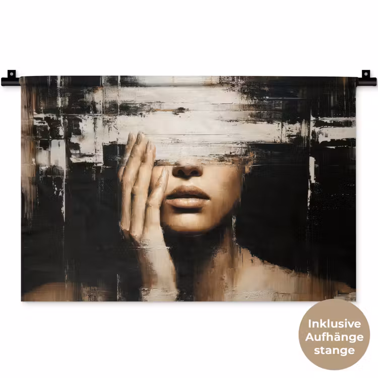 Hand - Gezicht - Strepen - Abstract Wandkleed katoen klein -t3d_DE