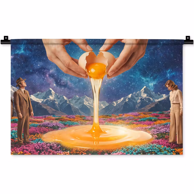 Wandteppich - Hände – Ei – Surrealismus - Handen - Ei - Surrealisme Wandkleed katoen klein