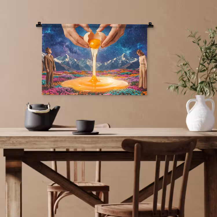 Wandteppich - Hände – Ei – Surrealismus - Handen - Ei - Surrealisme Wandkleed katoen klein