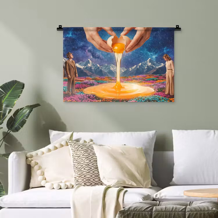 Wandteppich - Hände – Ei – Surrealismus - Handen - Ei - Surrealisme Wandkleed katoen klein