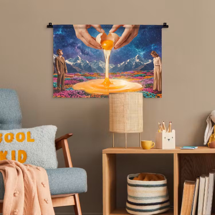Wandteppich - Hände – Ei – Surrealismus - Handen - Ei - Surrealisme Wandkleed katoen klein