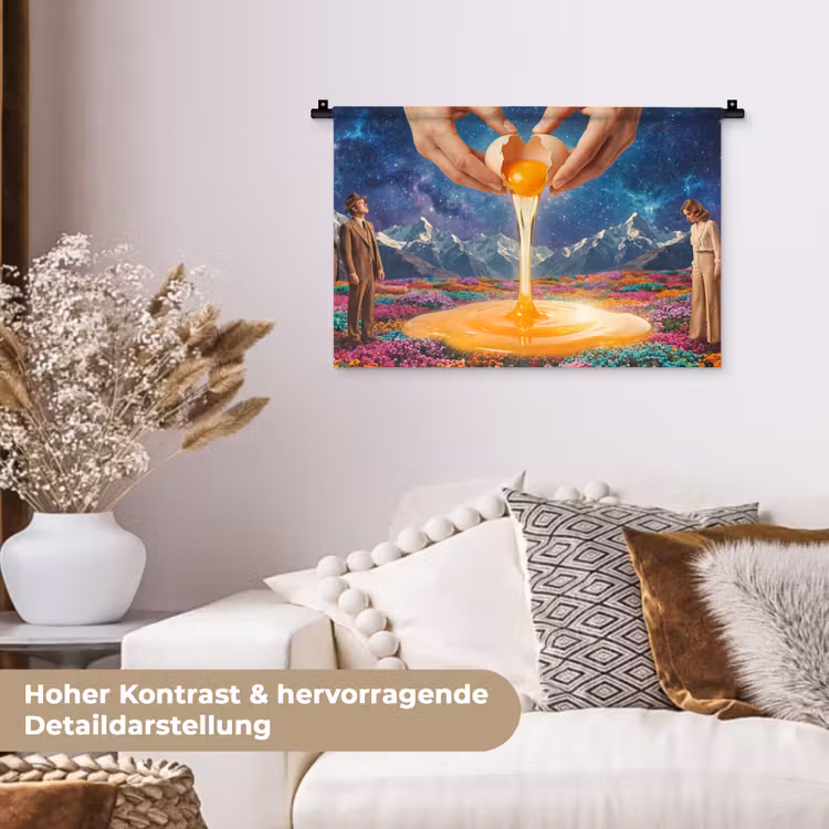 Wandteppich - Hände – Ei – Surrealismus - Handen - Ei - Surrealisme Wandkleed katoen klein