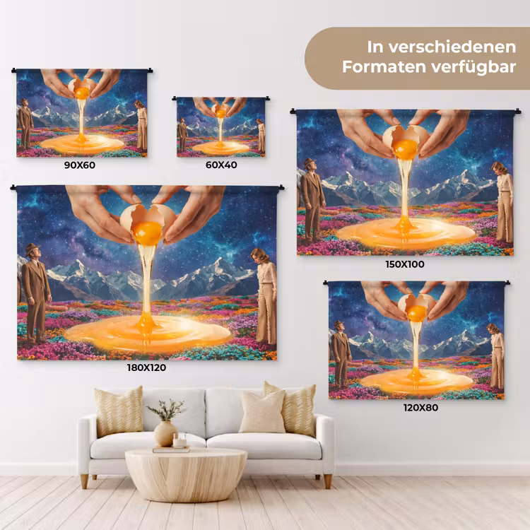 Wandteppich - Hände – Ei – Surrealismus - Handen - Ei - Surrealisme Wandkleed katoen klein