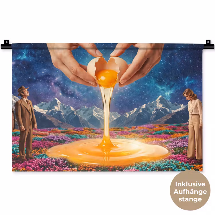 Wandteppich - Hände – Ei – Surrealismus - Handen - Ei - Surrealisme Wandkleed katoen klein